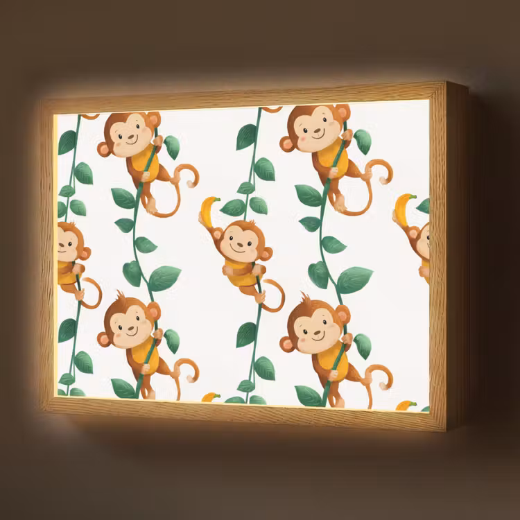 Lightbox - Wandlamp - Apen - Lianen - Kleurrijk — 1