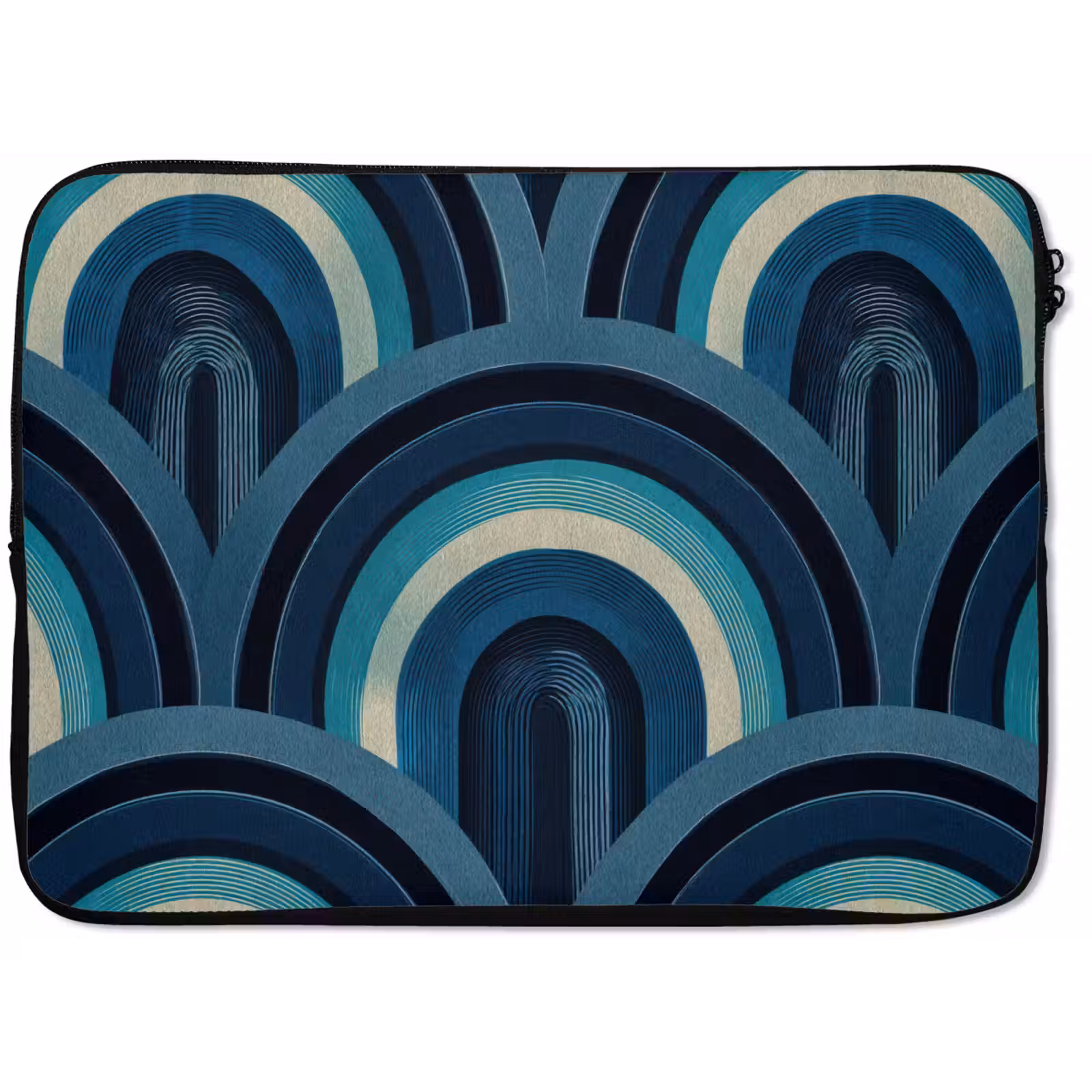 Laptophoes - Bogen - Geometrisch - Patroon - Blauw - Retro — 1