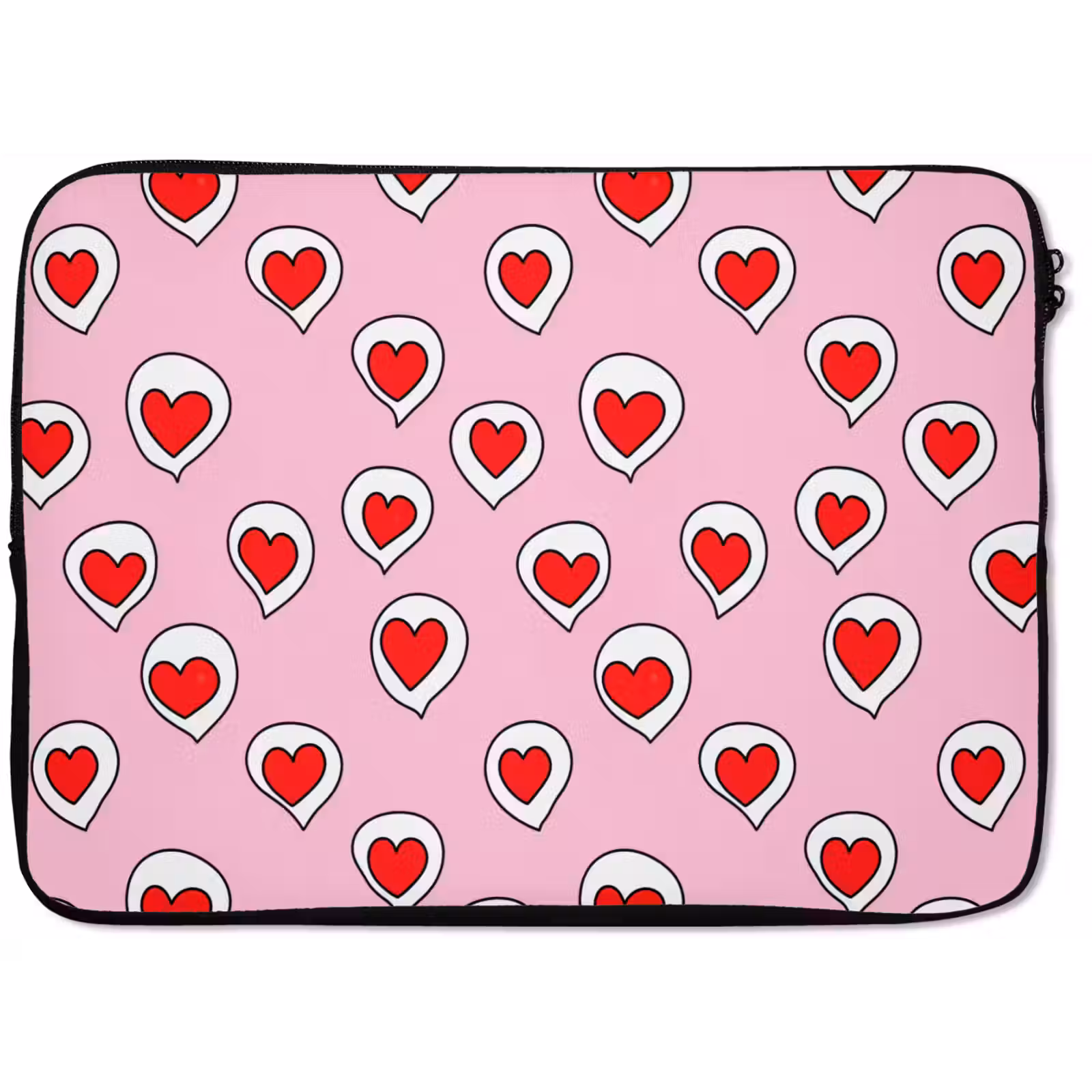 Laptophoes - Hartjes - Patroon - Rood — 1