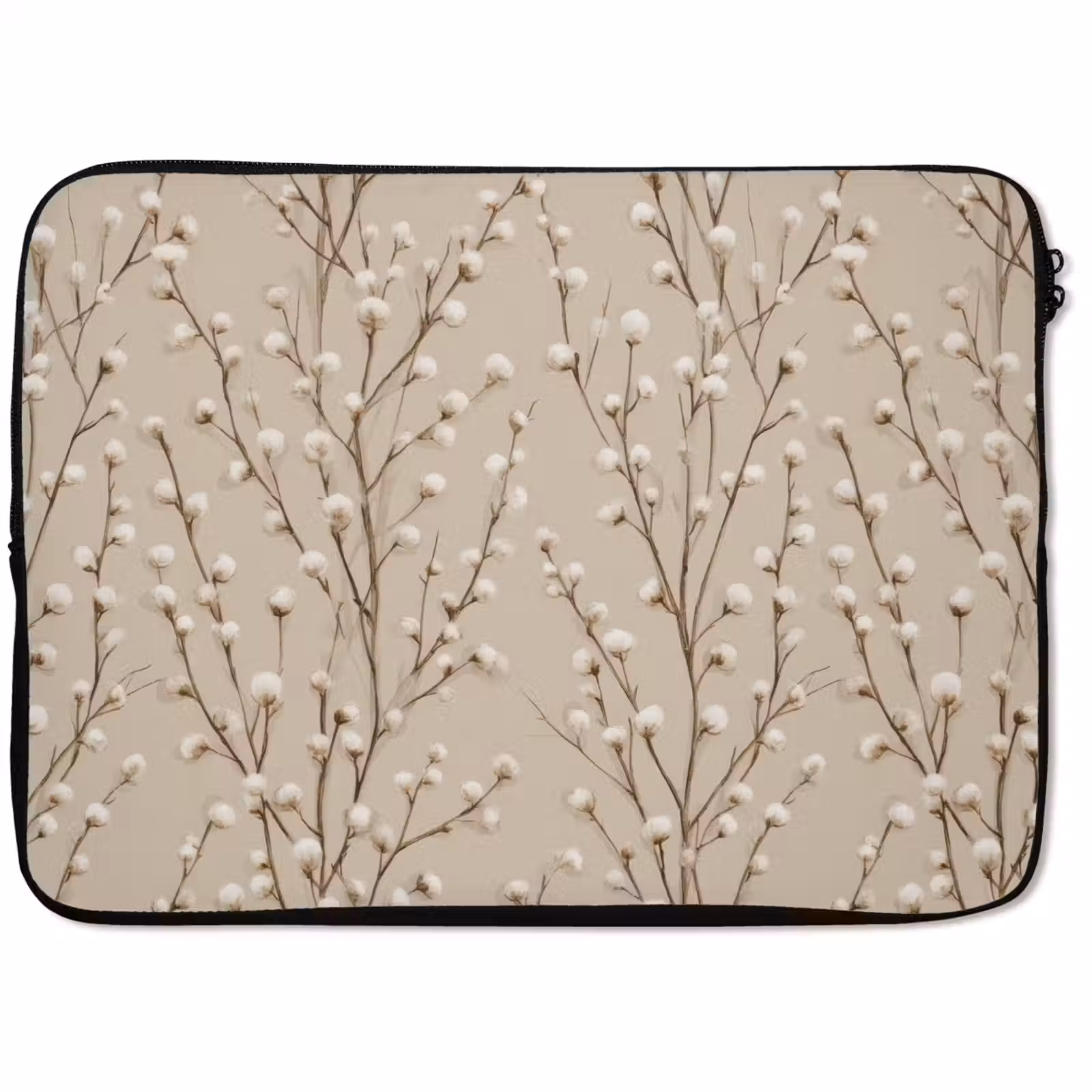 Laptophoes - Katoen - Natuur - Taupe — 1