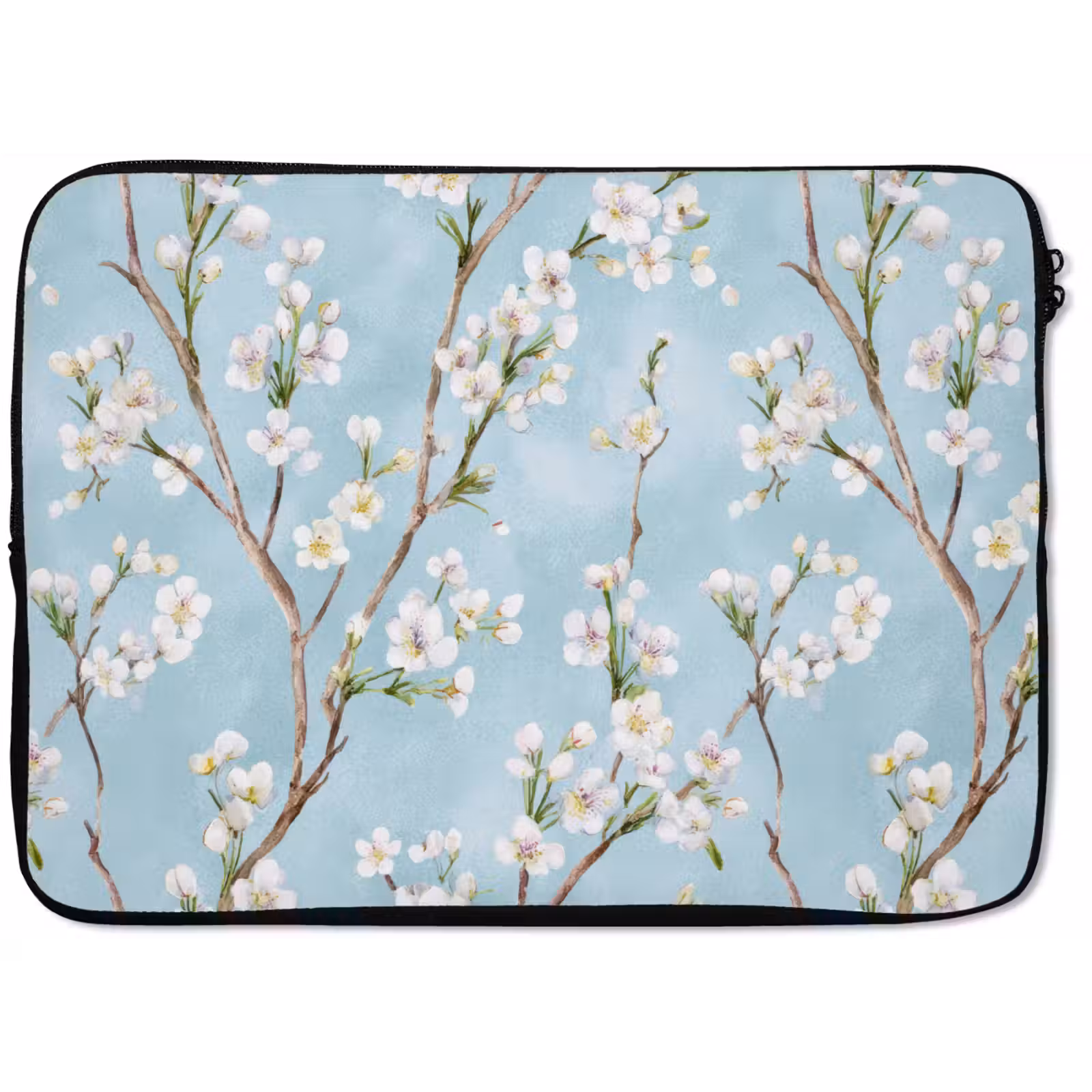 Laptophoes - Kersenbloesem - Textuur - Blauw — 1