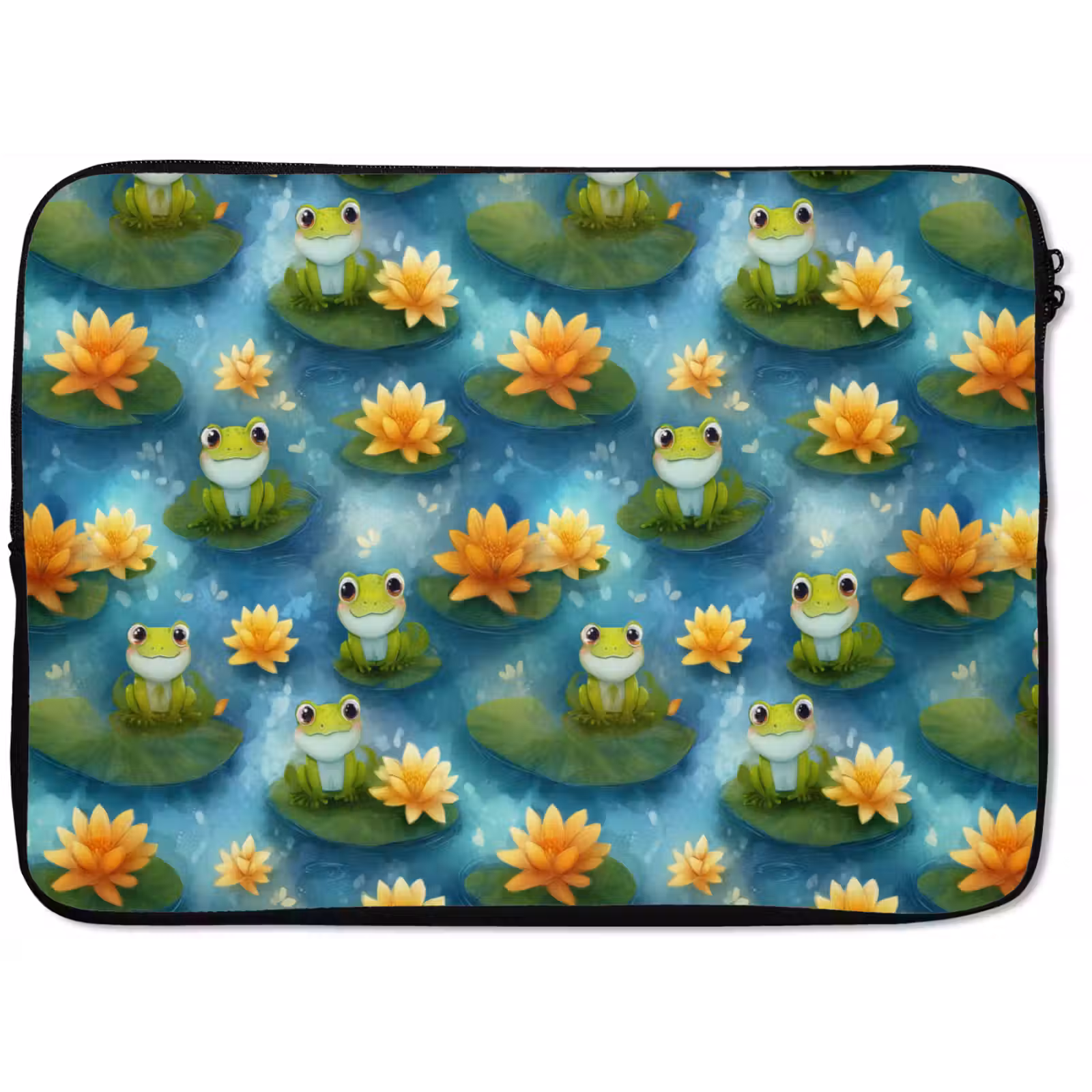 Laptophoes - Kikker - Lelies - Groen — 1