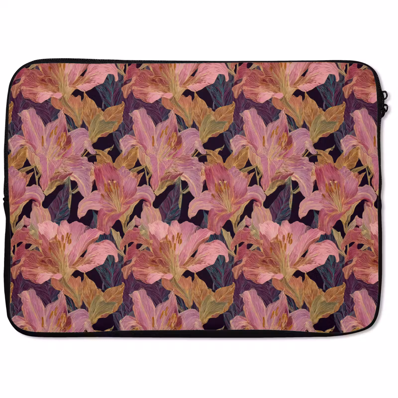Laptophoes - Lelies - Patroon - Roze - Goud — 1