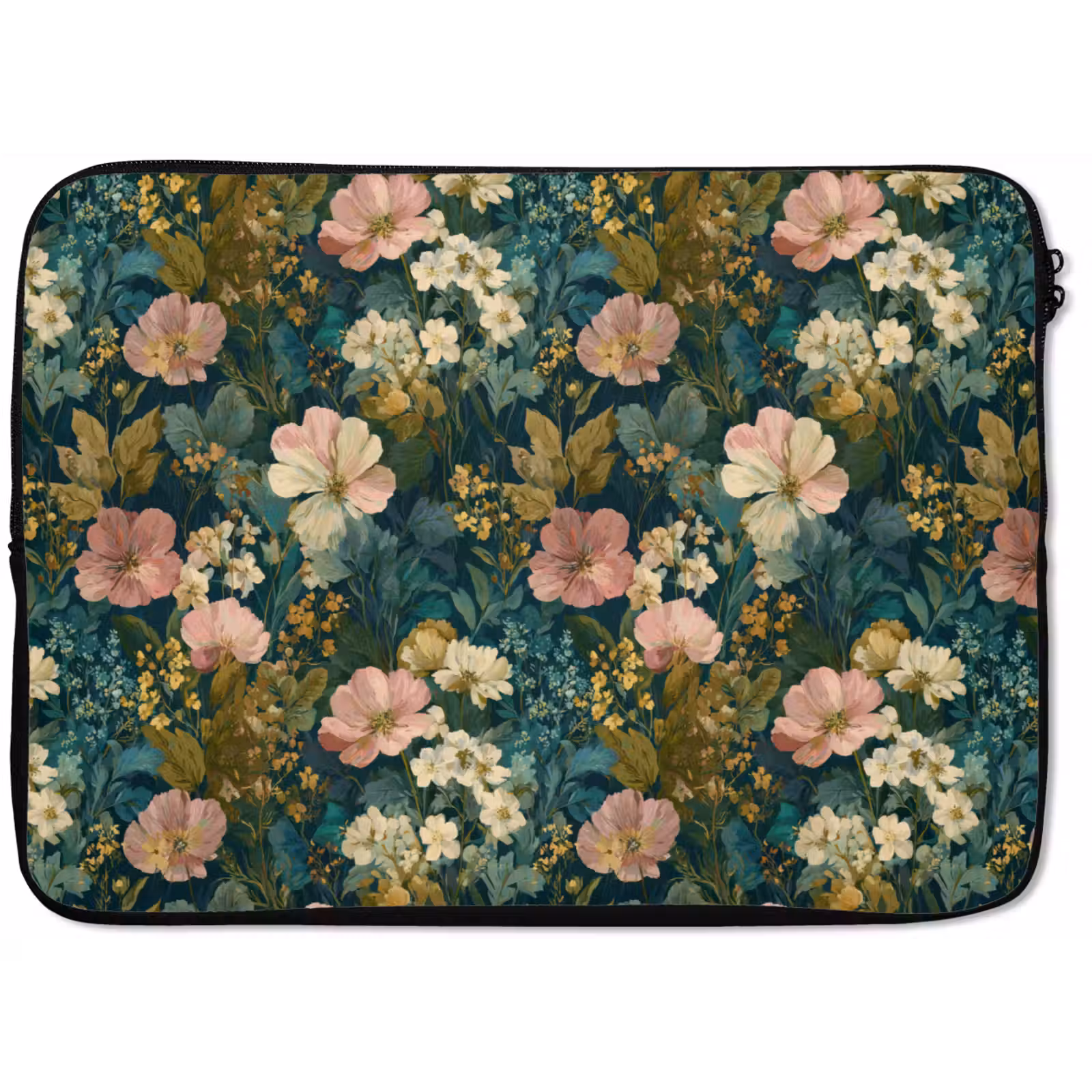 Laptophoes - Wilde bloemen - Botanisch - Patroon - Roze - Romantisch — 1
