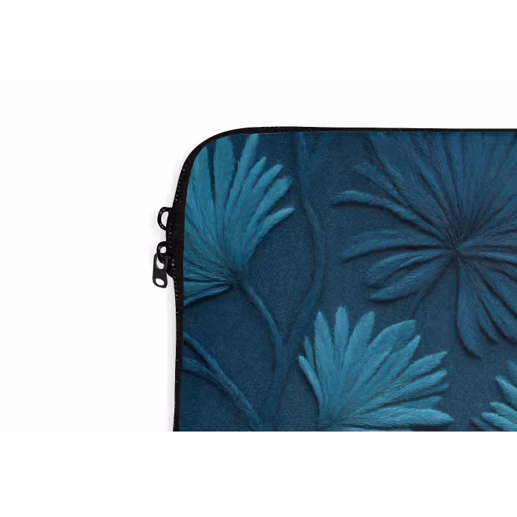 Laptophoes - Bladeren - Reliëf - Patroon - Oceaanblauw - Modern — 6