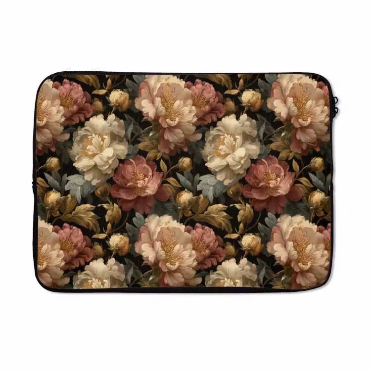 Laptophoes - Bloemen - Barok - Patroon - Roze - Crème — 5