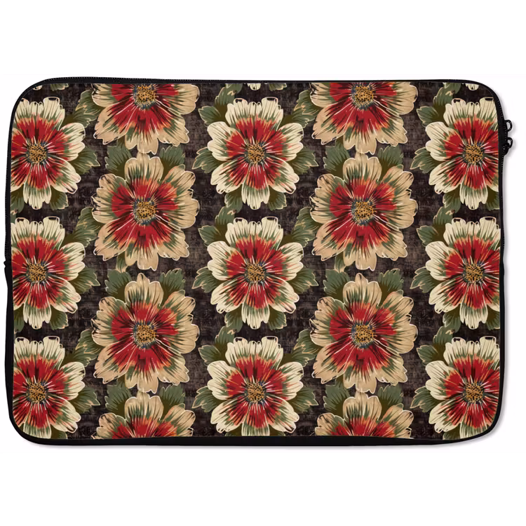 Laptophoes - Bloemen - Klassiek - Patroon - Rood — 1