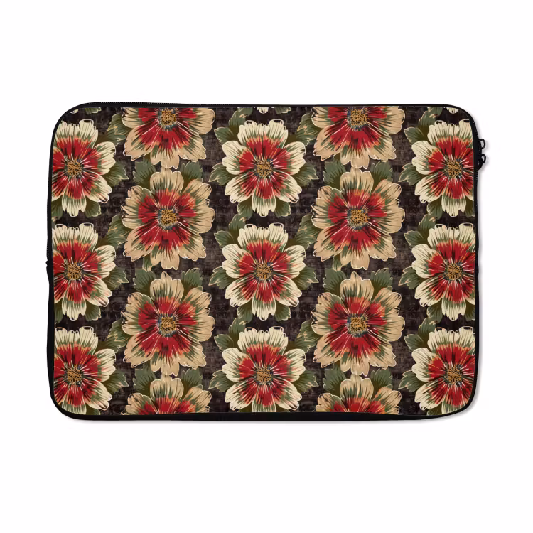 Laptophoes - Bloemen - Klassiek - Patroon - Rood — 5
