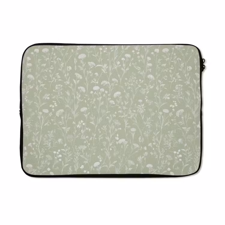 Laptophoes - Bloemen - Patroon - Groen — 5