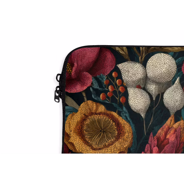 Laptophoes - Bloemen - Patroon - Rood - Goud — 6