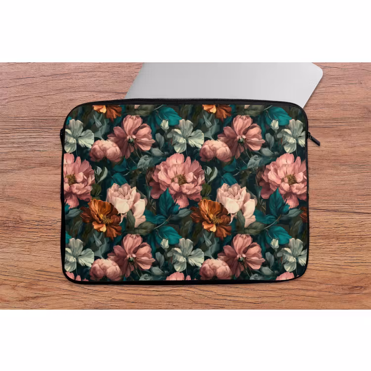 Laptophoes - Bloemen - Schilderachtig - Patroon - Roze — 2