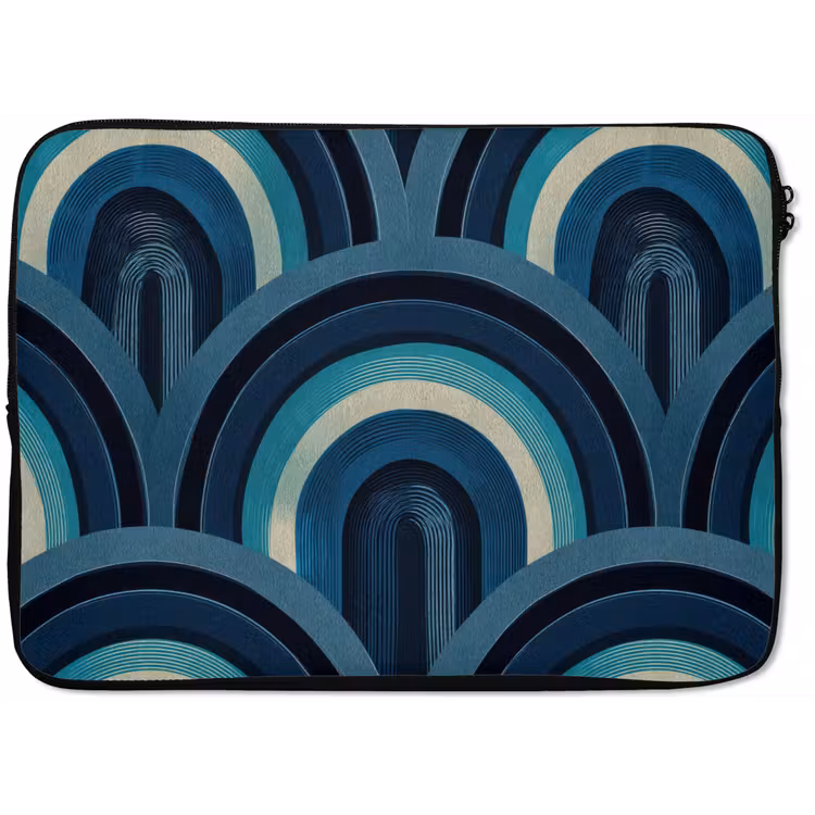 Laptophoes - Bogen - Geometrisch - Patroon - Blauw - Retro — 1