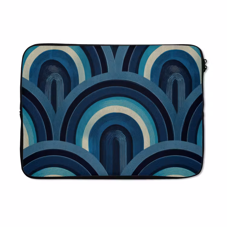 Laptophoes - Bogen - Geometrisch - Patroon - Blauw - Retro — 5