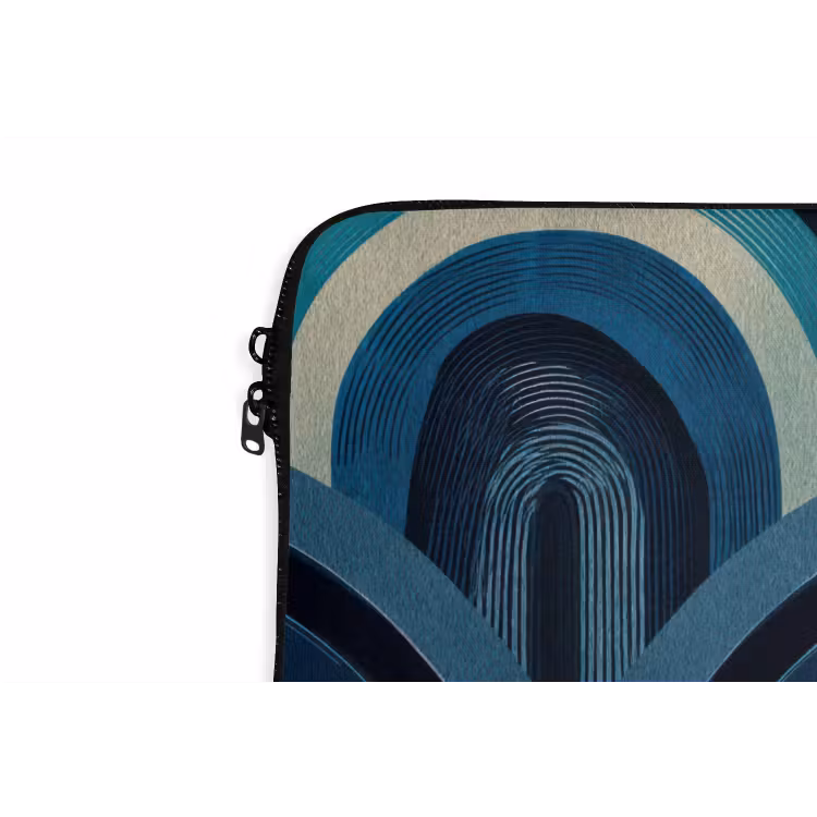 Laptophoes - Bogen - Geometrisch - Patroon - Blauw - Retro — 6