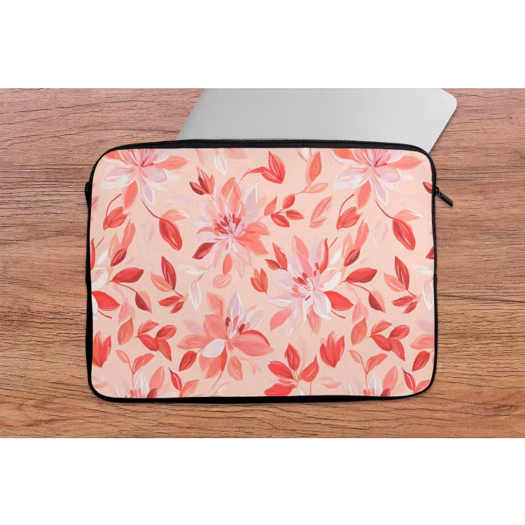 Laptophoes - Botanisch - Bloemen - Rood — 2