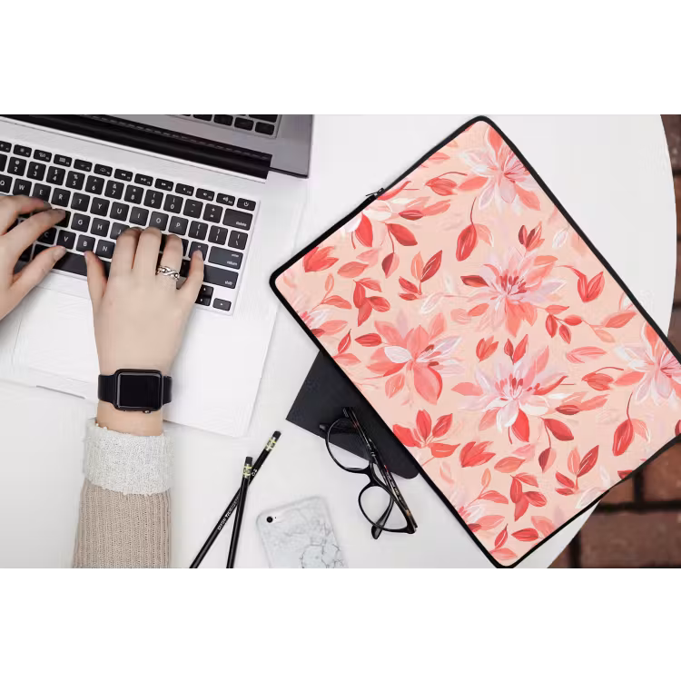 Laptophoes - Botanisch - Bloemen - Rood — 3