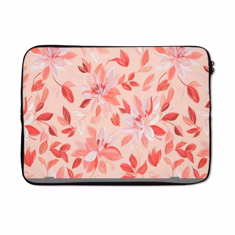 Laptophoes - Botanisch - Bloemen - Rood — 5
