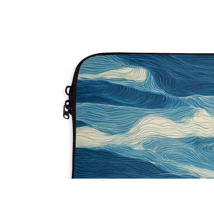 Laptophoes - Golven - Abstract - Patroon - Blauw - Wit — 6