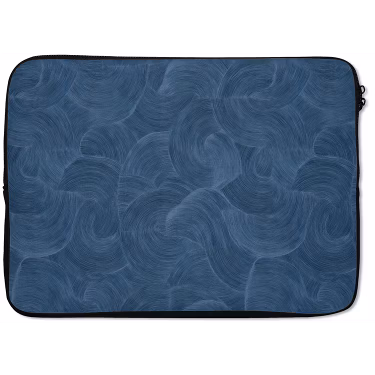 Laptophoes - Golven - Textuur - Patroon - Blauw — 1