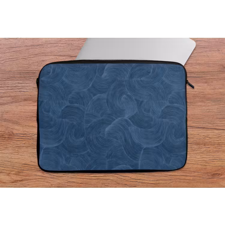 Laptophoes - Golven - Textuur - Patroon - Blauw — 2