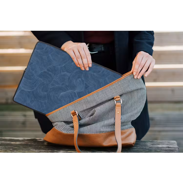 Laptophoes - Golven - Textuur - Patroon - Blauw — 4