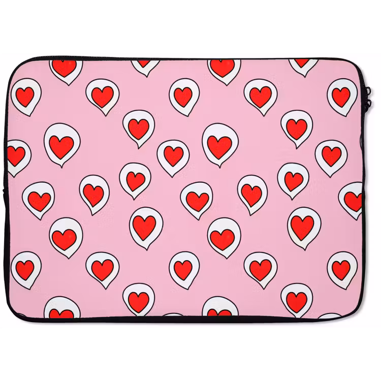 Laptophoes - Hartjes - Patroon - Rood — 1