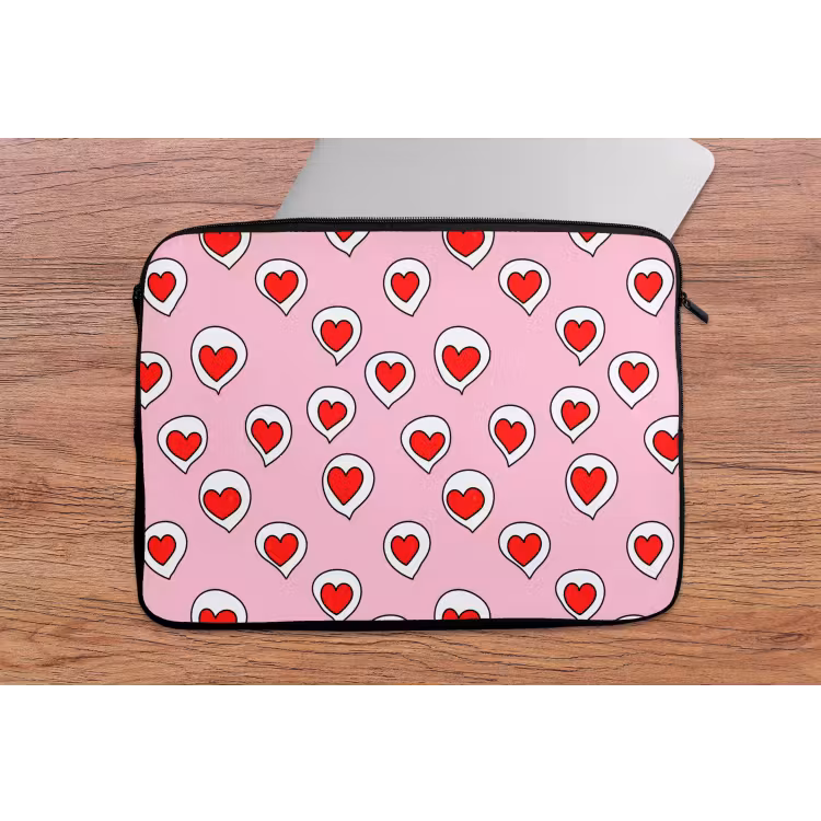 Laptophoes - Hartjes - Patroon - Rood — 2