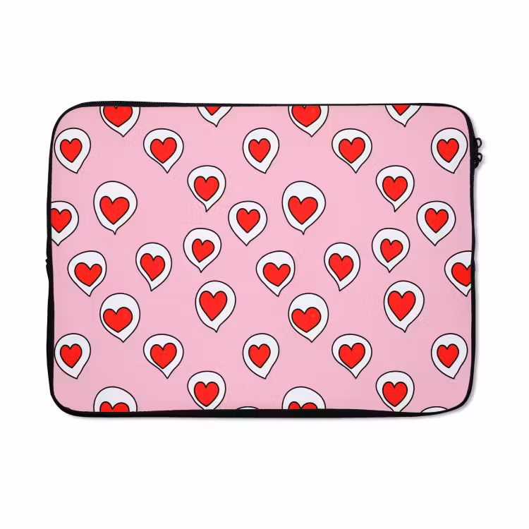 Laptophoes - Hartjes - Patroon - Rood — 5