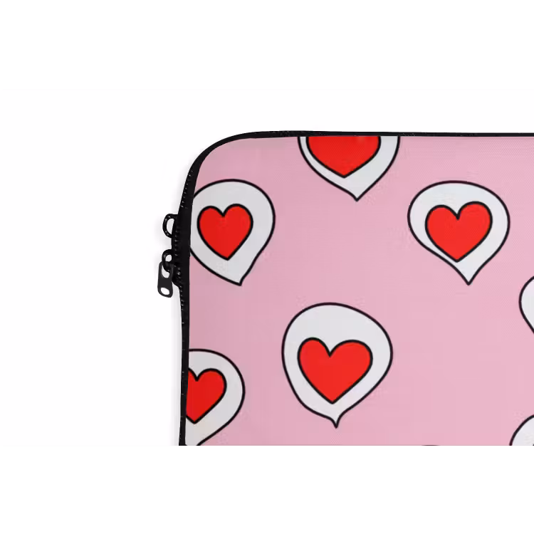 Laptophoes - Hartjes - Patroon - Rood — 6