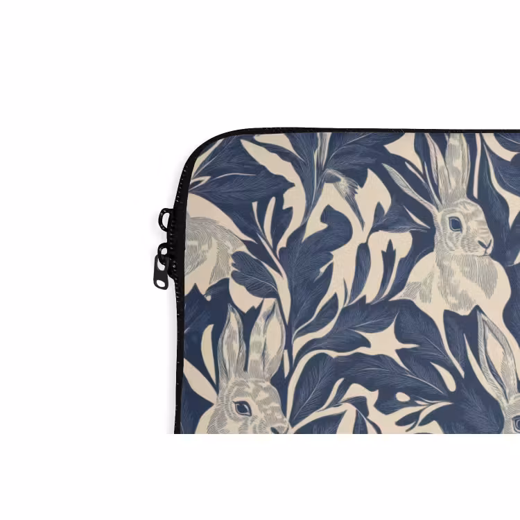 Laptophoes - Hazen - Bladeren - Patroon - Blauw - Beige — 6