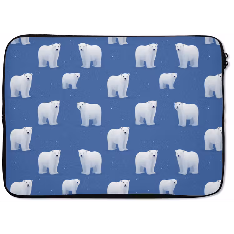 Laptophoes - IJsbeer - Patroon - Blauw — 1