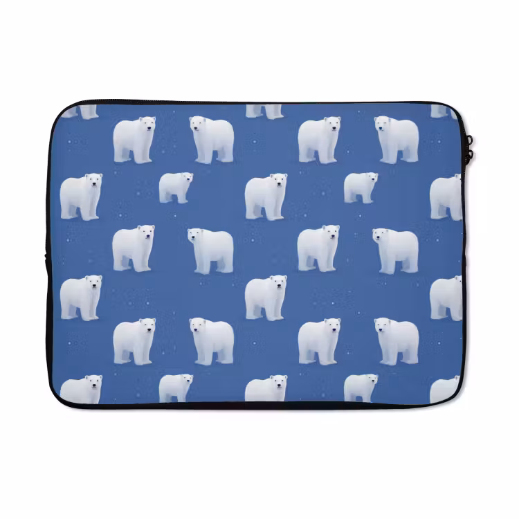 Laptophoes - IJsbeer - Patroon - Blauw — 5