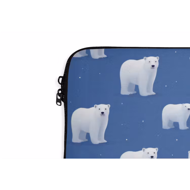 Laptophoes - IJsbeer - Patroon - Blauw — 6