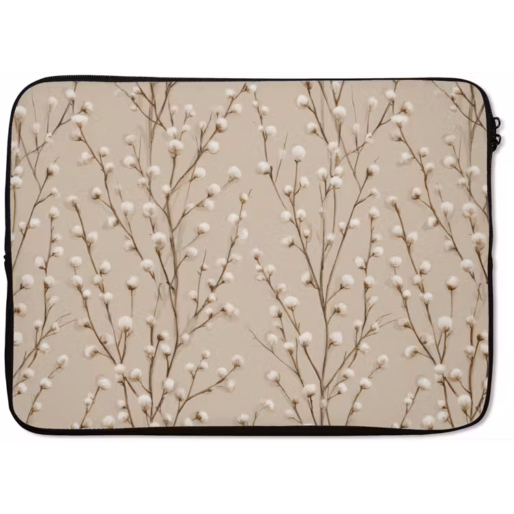 Laptophoes - Katoen - Natuur - Taupe — 1