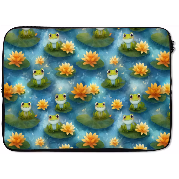 Laptophoes - Kikker - Lelies - Groen — 1