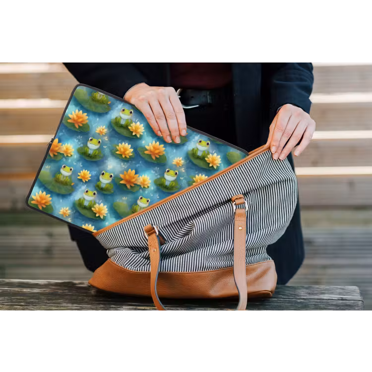 Laptophoes - Kikker - Lelies - Groen — 4