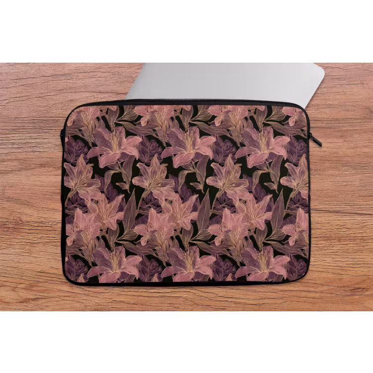 Laptophoes - Lelies - Patroon - Paars - Goud — 2