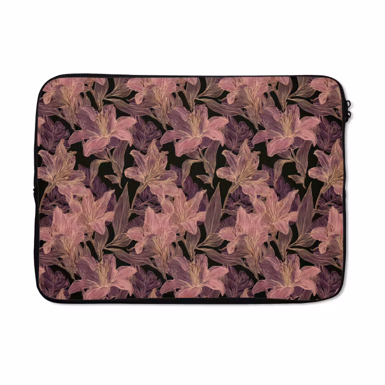 Laptophoes - Lelies - Patroon - Paars - Goud — 5