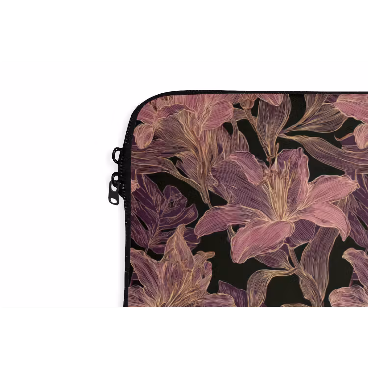 Laptophoes - Lelies - Patroon - Paars - Goud — 6