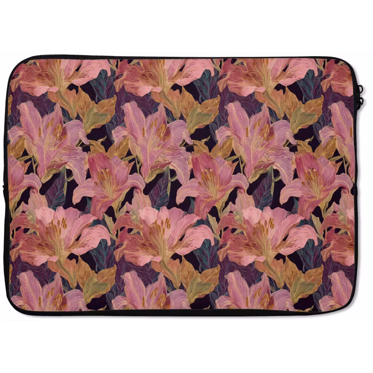 Laptophoes - Lelies - Patroon - Roze - Goud — 1