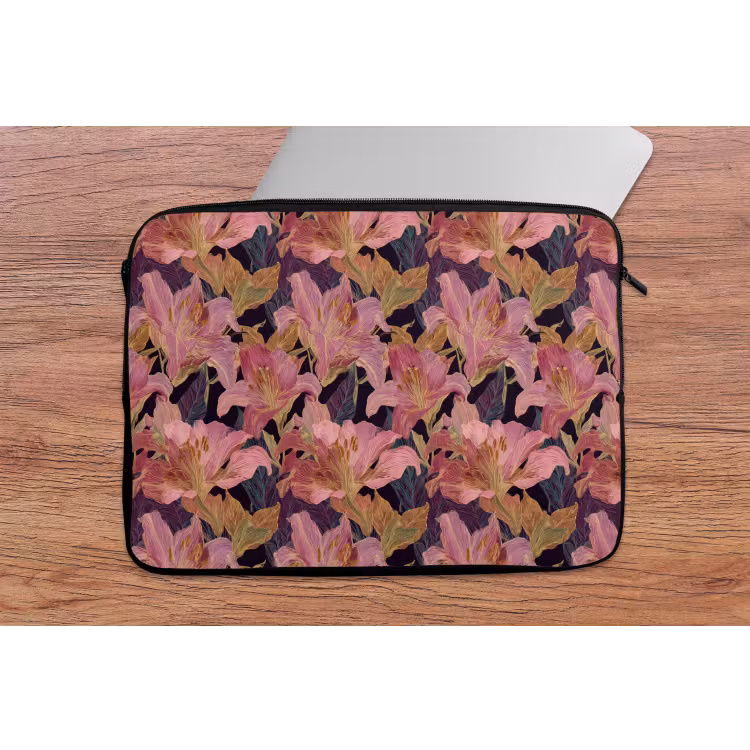Laptophoes - Lelies - Patroon - Roze - Goud — 2