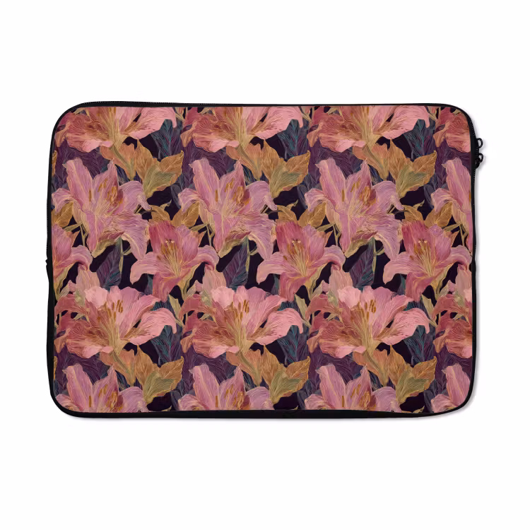 Laptophoes - Lelies - Patroon - Roze - Goud — 5