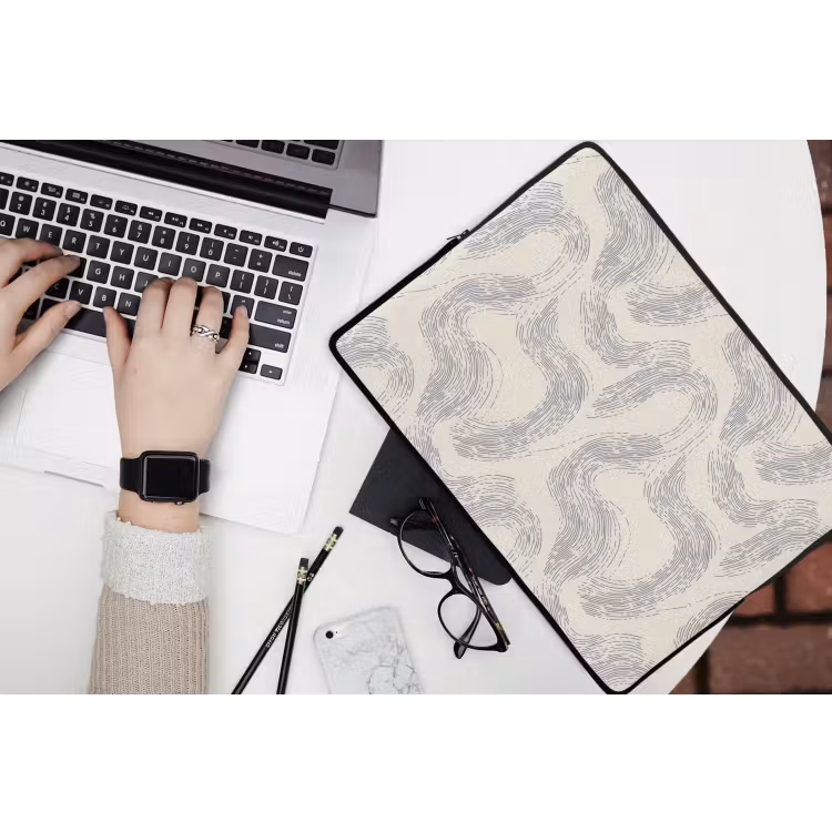 Laptophoes - Lijnen - Patroon - Beige - Minimalistisch — 3