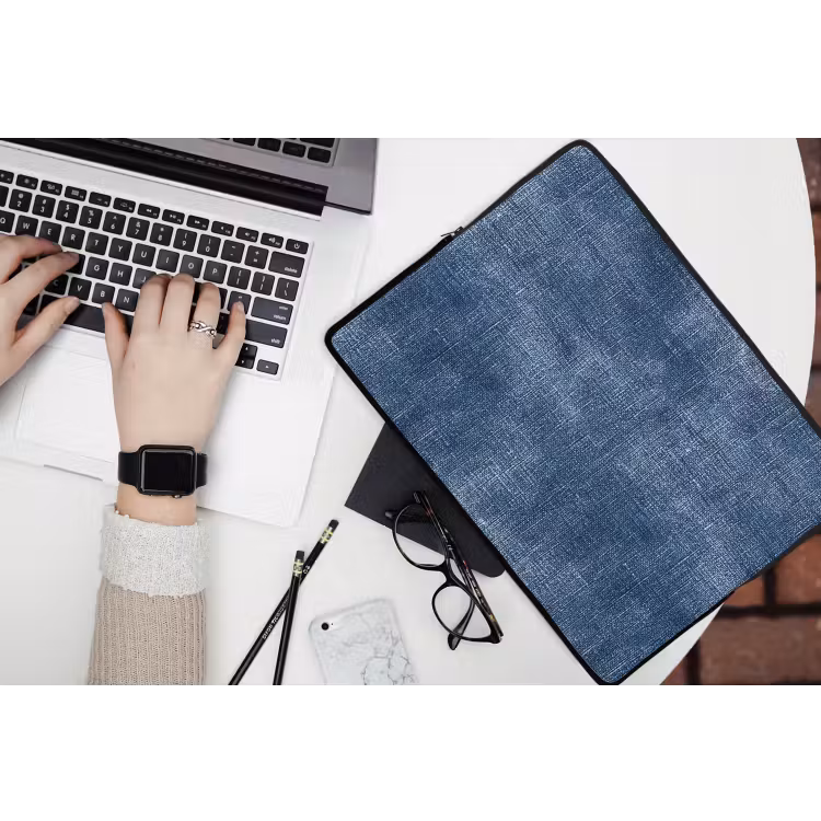 Laptophoes - Linnen - Textuur - Patroon - Denim - Rustiek — 3