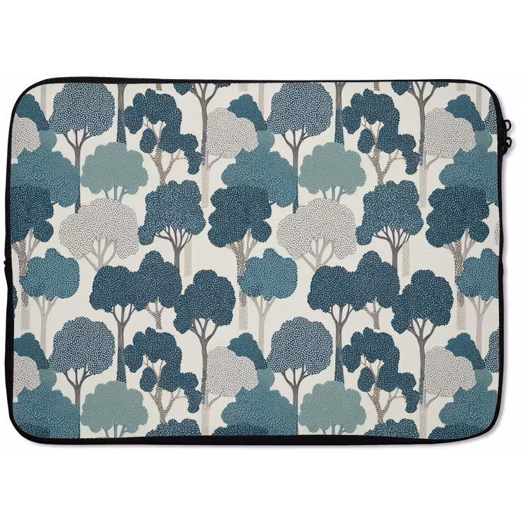 Laptophoes - Modern - Bomen - Bos - Patroon - Blauw — 1
