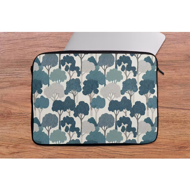 Laptophoes - Modern - Bomen - Bos - Patroon - Blauw — 2