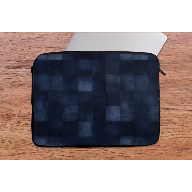 Laptophoes - Patroon - Ruit - Marineblauw — 2