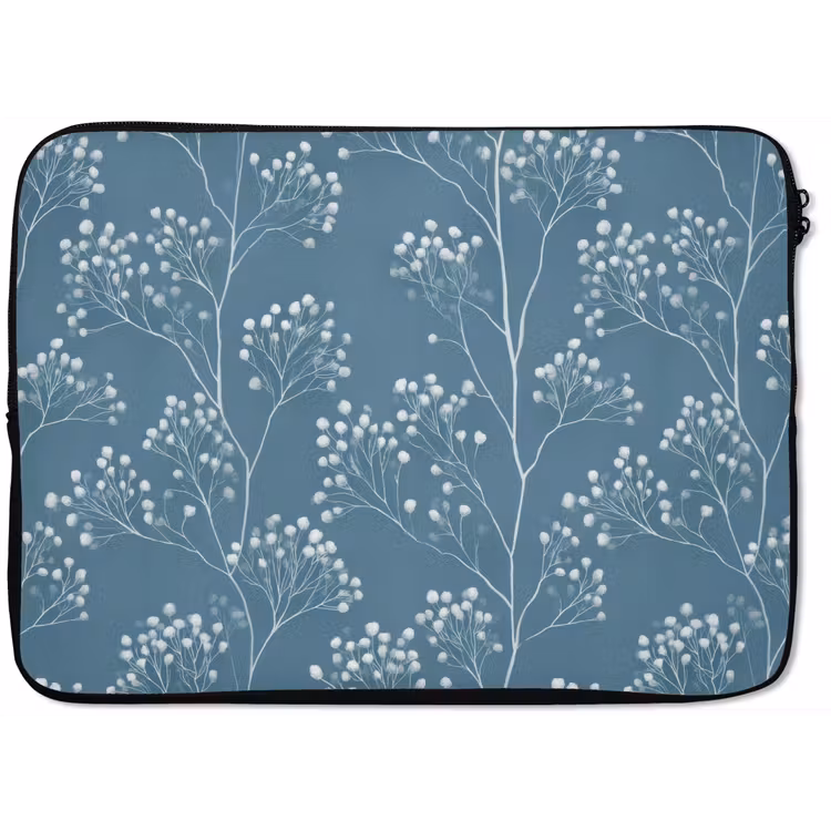 Laptophoes - Takken - Bessen - Patroon - Lichtblauw — 1