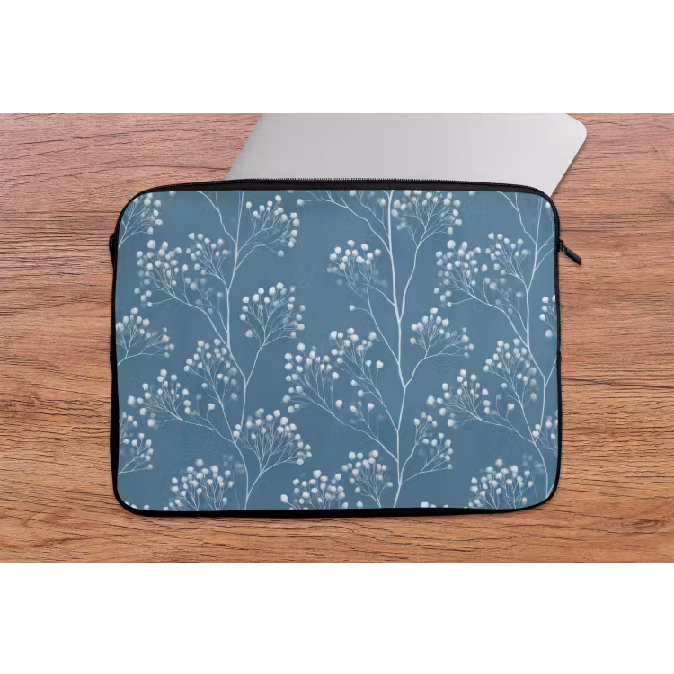 Laptophoes - Takken - Bessen - Patroon - Lichtblauw — 2