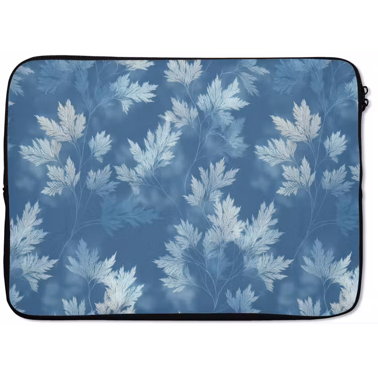 Laptophoes - Varen - Botanisch - Patroon - Grijsblauw — 1